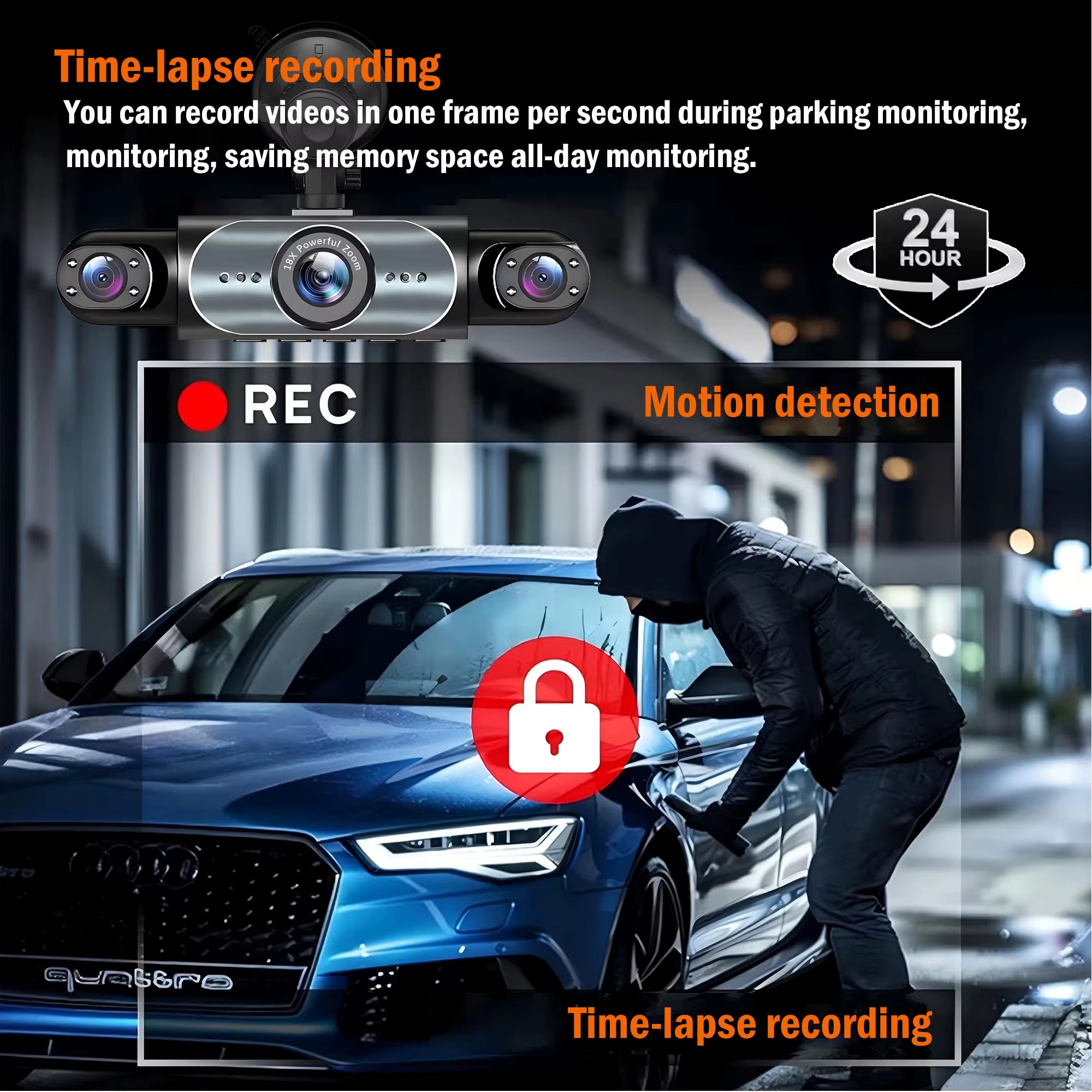 4 Channel Dash Cam 360° Car Video Recorder Black Box with Night Vision 24/7 Parking Monitor G-Sensor Loop Recording Auto Parts